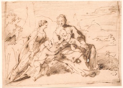 Mary with the Children Jesus and John and a Female Saint by Jürgen Ovens