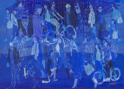 Blue Digital Crowd by Jukyong Park