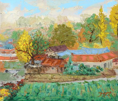 Colorful Autumn Village by Jukyong Park