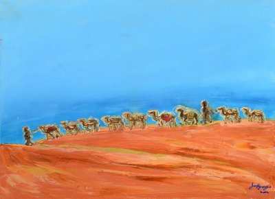 Desert Camel Caravan by Jukyong Park