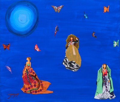 Elegant Women Flying Butterflies by Jukyong Park