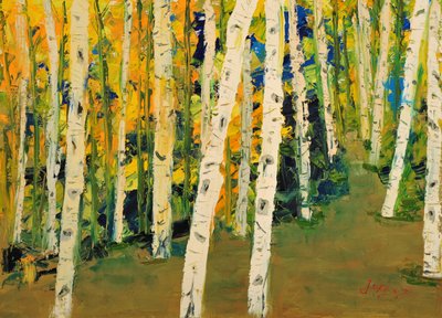 Golden Birch Path by Jukyong Park