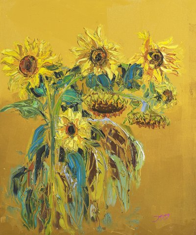 Golden Sunflower Blooms by Jukyong Park