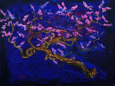 Pink Cherry Blossom Night by Jukyong Park