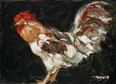 Vibrant Impasto Rooster by Jukyong Park