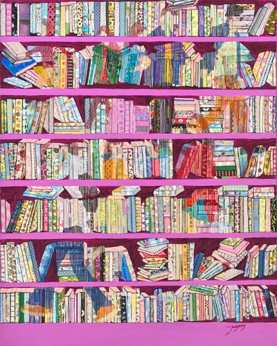 Vibrant Pink Bookshelves by Jukyong Park
