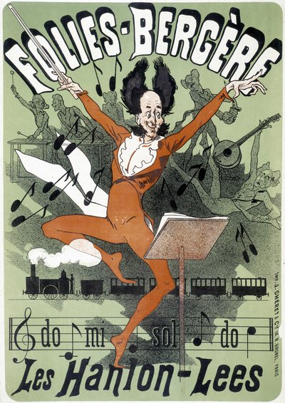 Conductor, poster for Les Hanion Lees at the Folies Bergeres (engraving) by Jules (after) Cheret