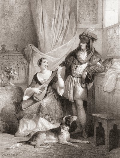King Charles VII of France with Agnes Sorel by Jules (after) David