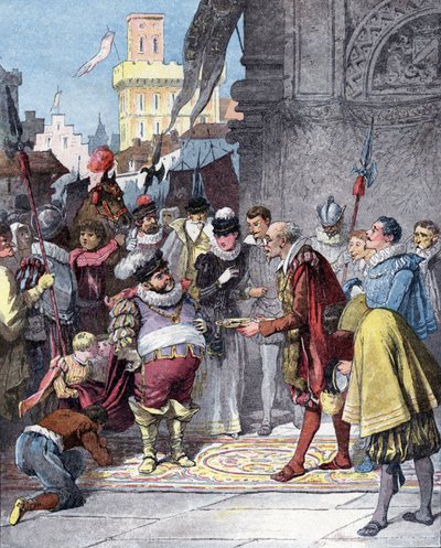 Sancho Panza Appointed as Governor of Barataria Island (illustration of book by Miguel de Cervantes) by Jules (after) David