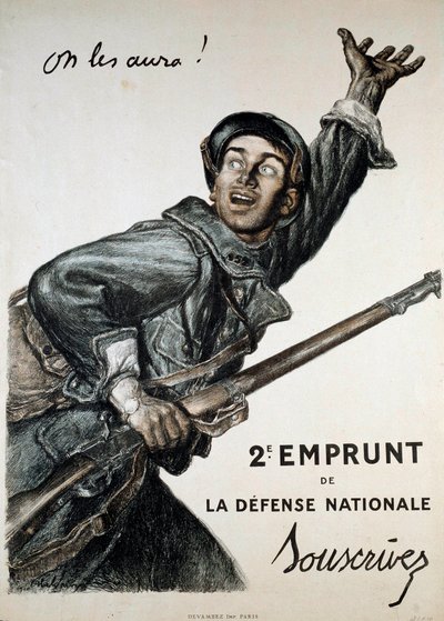First World War: poster by Abel Faivre for the national loan. A soldier urges the public to subscribe to it We
