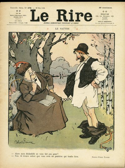 Illustration for the Cover of Le Rire, 30/05/08 - The Satyr - Nature Vegetation, Love, Fashion, Tree, Glassware by Jules Abel Faivre