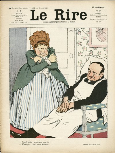 Illustration of Abel Faivre (1867-1945) for the Cover of Le Rire, 03/08/12 - Work, Obesity - Domestic Servants by Jules Abel Faivre