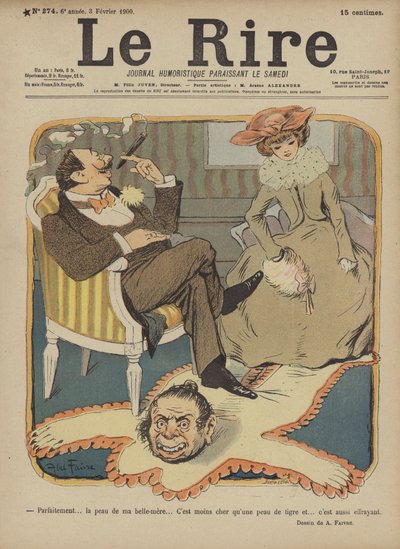 Skin of Mother-in-Law, Illustration for Le Rire by Jules Abel Faivre