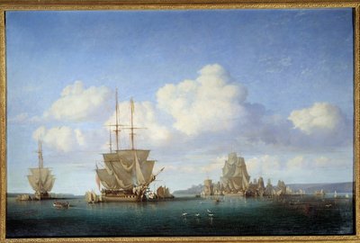 La rade de Brest in 1844 by Jules Achille Noel