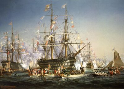 Napoleon III welcomes Queen Victoria in Cherbourg, France, August 5, 1858 by Jules Achille Noel