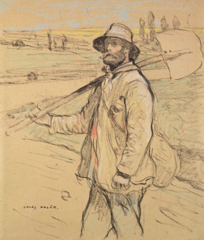 Workman, walking to left, with a Spade over his right Shoulder by Jules Adler