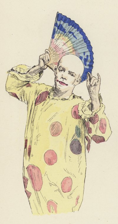 Clown holding a fan by Jules Arsene (after) Garnier