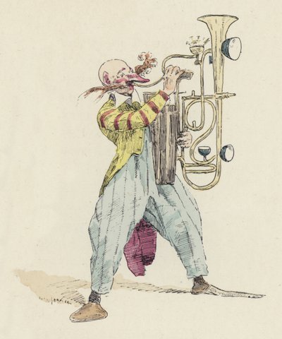 Clown playing an unusual musical instrument by Jules Arsene (after) Garnier