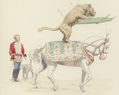 Lion balancing on horse by Jules Arsene (after) Garnier