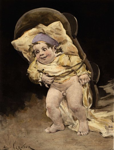 Pantagruel Carrying His Cradle on His Back. Pantagruel. Illustration by Jules Garnier. In 