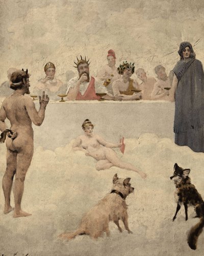 The God of the Gardens Priapus Before the Council of the Gods. Pantagruel. Illustration by Jules Garnier. In 