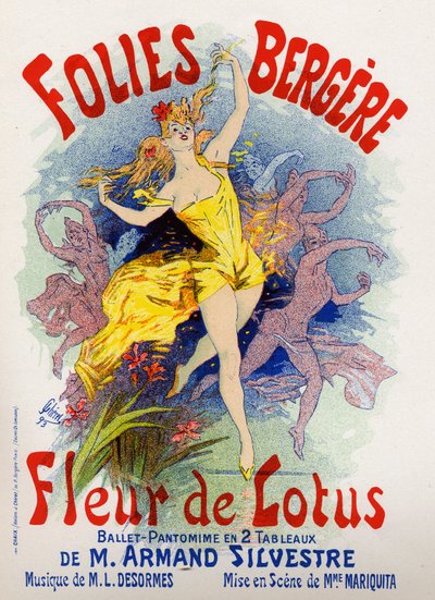 Lotus Flower, Ballet at the Folies Bergeres, Paris. Poster by Jules Cheret, France by Jules Cheret