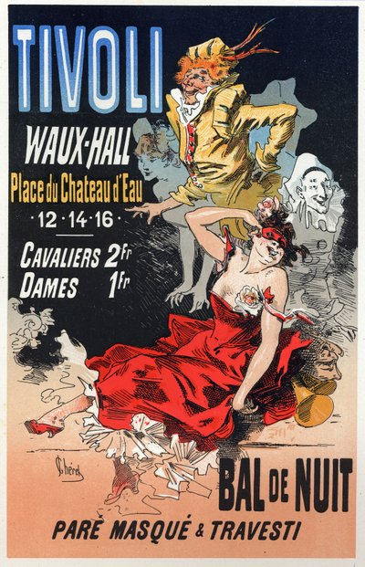 Art. Entertainment. Masquerade ball at the Tivoli Waux Hall, Paris. Poster by Jules Cheret, France by Jules Cheret
