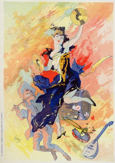 Entertainment. The Music. Allegory by Jules Cheret, France, c.1890 by Jules Cheret