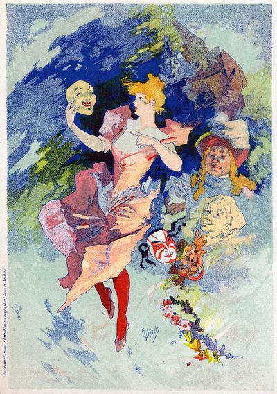 Art. Entertainment. The Comedy. Allegory by Jules Cheret, France, c.1890 by Jules Cheret