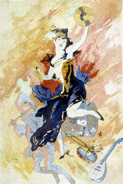 Drawing by Cheret for the Carnival (End of the 19th Century) by Jules Cheret
