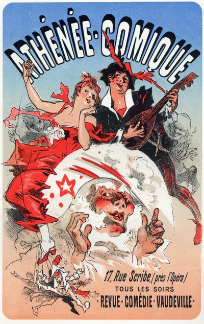 Entertainment. The Athenee Comique, theatre in Paris. Poster by Jules Cheret, France, c.1870-80 by Jules Cheret