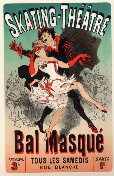 Masquerade Ball at the Skating Theatre, Paris. Poster by Jules Cheret, France, c.1875 by Jules Cheret