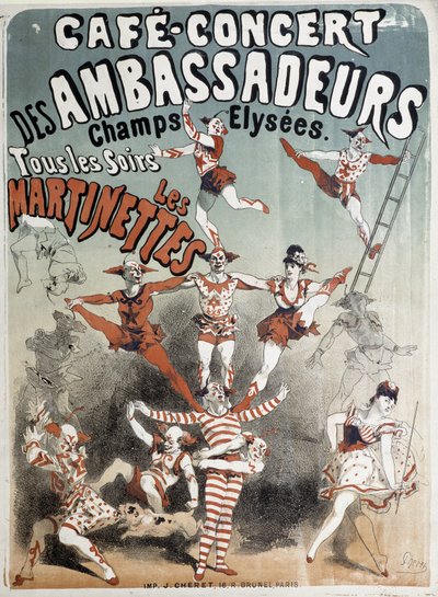 Les Martinettes at the Cafe-Concert des Ambassadeurs - Poster by Jules Cheret, Late 19th Century by Jules Cheret