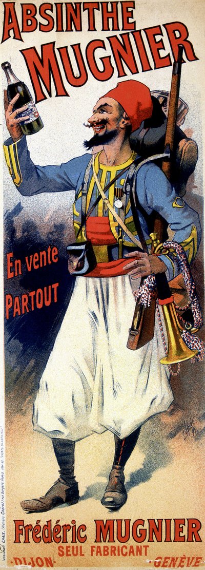 Poster for absinthe Mugnier - by Jules Cheret by Jules Cheret