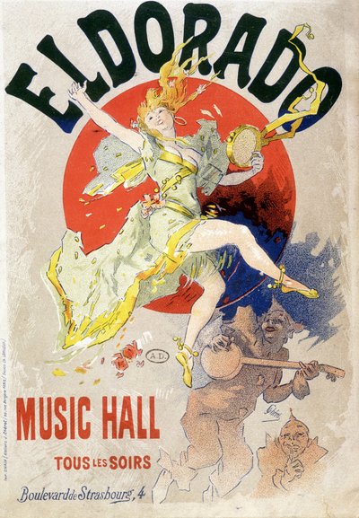 Poster for the Music Hall scheduled every night at the Eldorado Theatre, boulevard de Strasbourg in Paris. Around 1900 (lithograph) by Jules Cheret