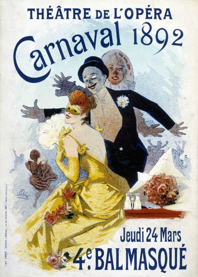 Poster of Cherret for the carnival of 1892 at the opera theatre by Jules Cheret