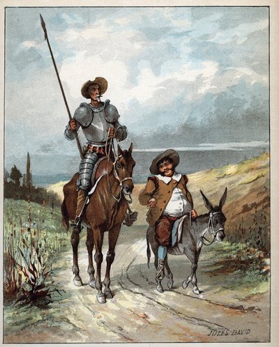 Don Quixote and Sancho Panza - Illustration of Jules David from Histoire de Don Quixote by Miguel de Cervantes Saavedra by Jules David