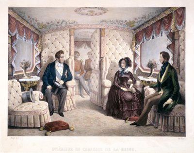 King Louis Philippe, Queen Victoria and Prince Albert in the royal carriage, 1846 by Jules David