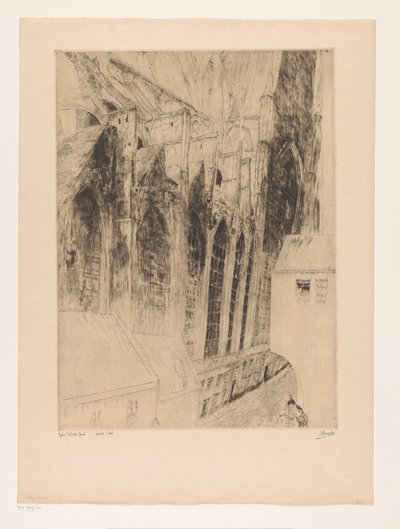 View of the Side Facade of Saint Nicholas Church in Ghent by Jules De Bruycker (signed by artist)
