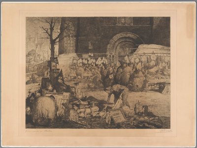 View of a Market in Flanders by Jules De Bruycker (signed by artist)