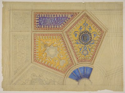 Design for the painted decoration of a coffered ceiling by Jules Edmond Charles Lachaise and Eugène Pierre Gourdet