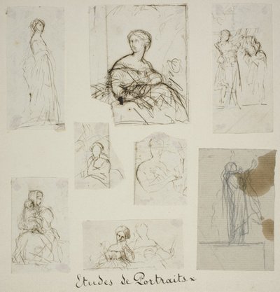 Group of Portrait and Compositional Studies by Jules Elie Delaunay
