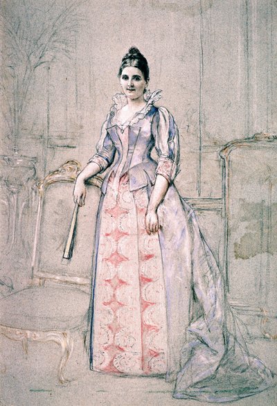 Portrait of Mrs. Carnot Wearing Worth Dress by Jules Emile Saintin