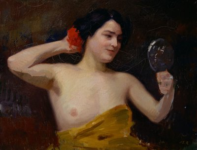 Female Nude (woman with her mirror) by Jules Ernest Renoux
