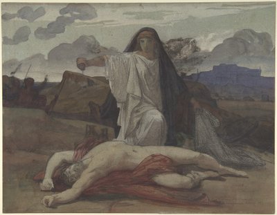 Antigone Gives Token Burial to the Body of Her Brother Polynices by Jules Eugene Lenepveu