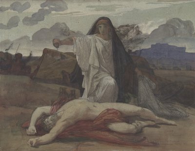 Antigone Gives Token Burial to the Body of Her Brother Polynices by Jules Eugene Lenepveu