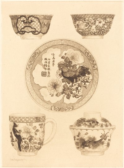 Five Pieces of China by Jules Ferdinand Jacquemart