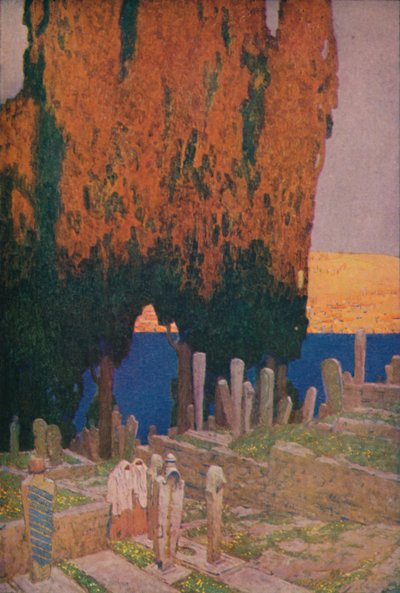In the Cemetery of Eyub, on the Golden Horn by Jules Guerin