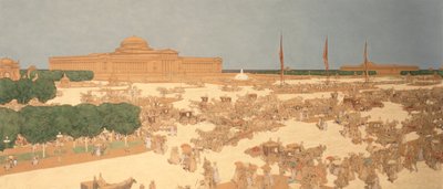 Proposed plaza on Michigan Avenue, west of the Field Museum of Natural History in Grant Park, looking east from the corner of Jackson Boulevard by Jules Guerin