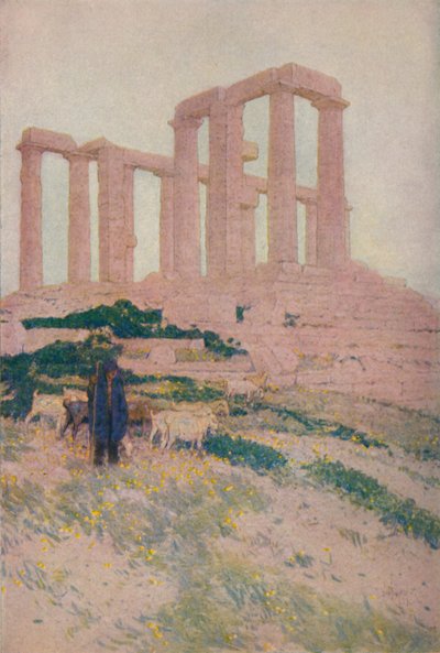 The Temple of Poseidon and Athena at Sunium by Jules Guerin